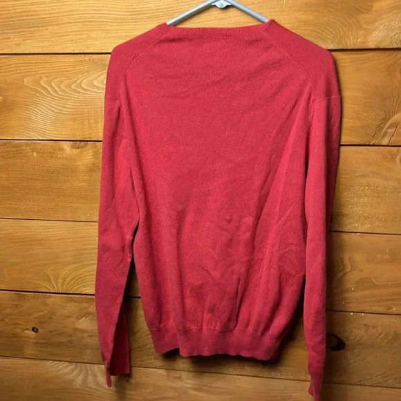 Polo Ralph Lauren V-neck Men’s red Sweater Pima cotton Lg winter event office - Picture 7 of 8